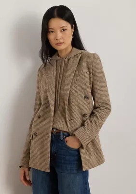 Lauren Ralph Lauren Women's Double-Breasted Wool-Blend Twill Blazer, Brown, 16 | Belk