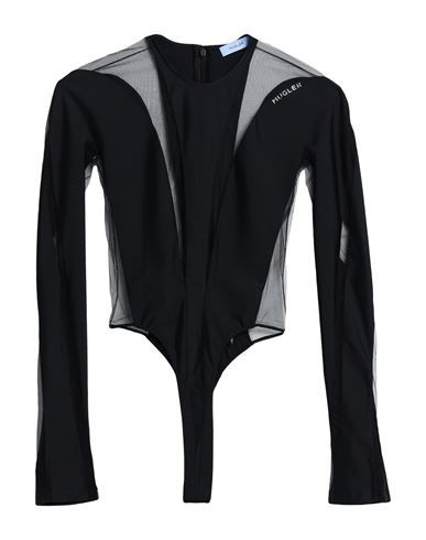 Mugler Woman Bodysuit Black Size 4 Polyamide, Elastane, Rubber, Cotton | YOOX (US)