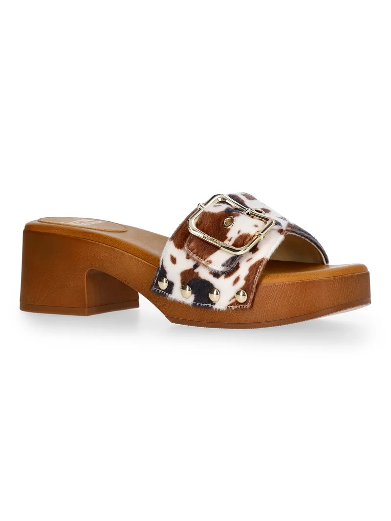 Madden NYC Women's Clog Heel Sandals, Cow Print | Walmart (US)