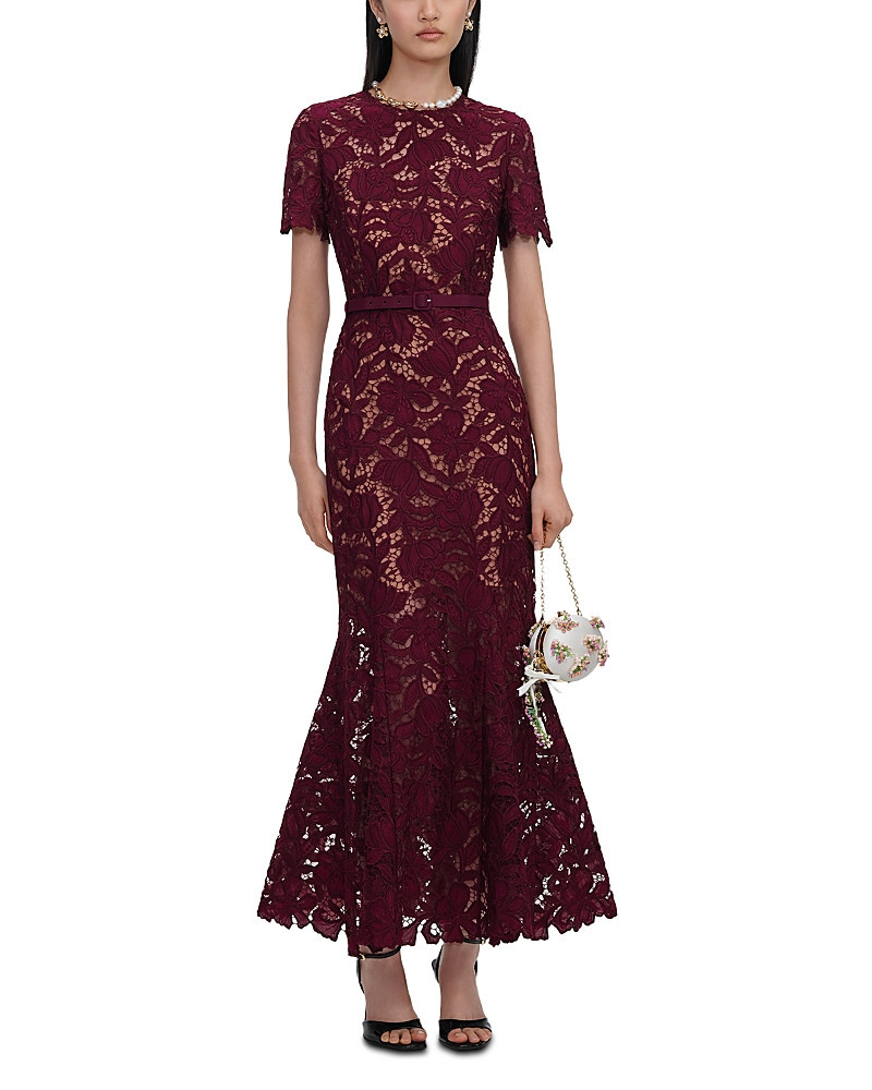 Self-Portrait Burgundy Lace Midi Dress | Bloomingdale's (US)