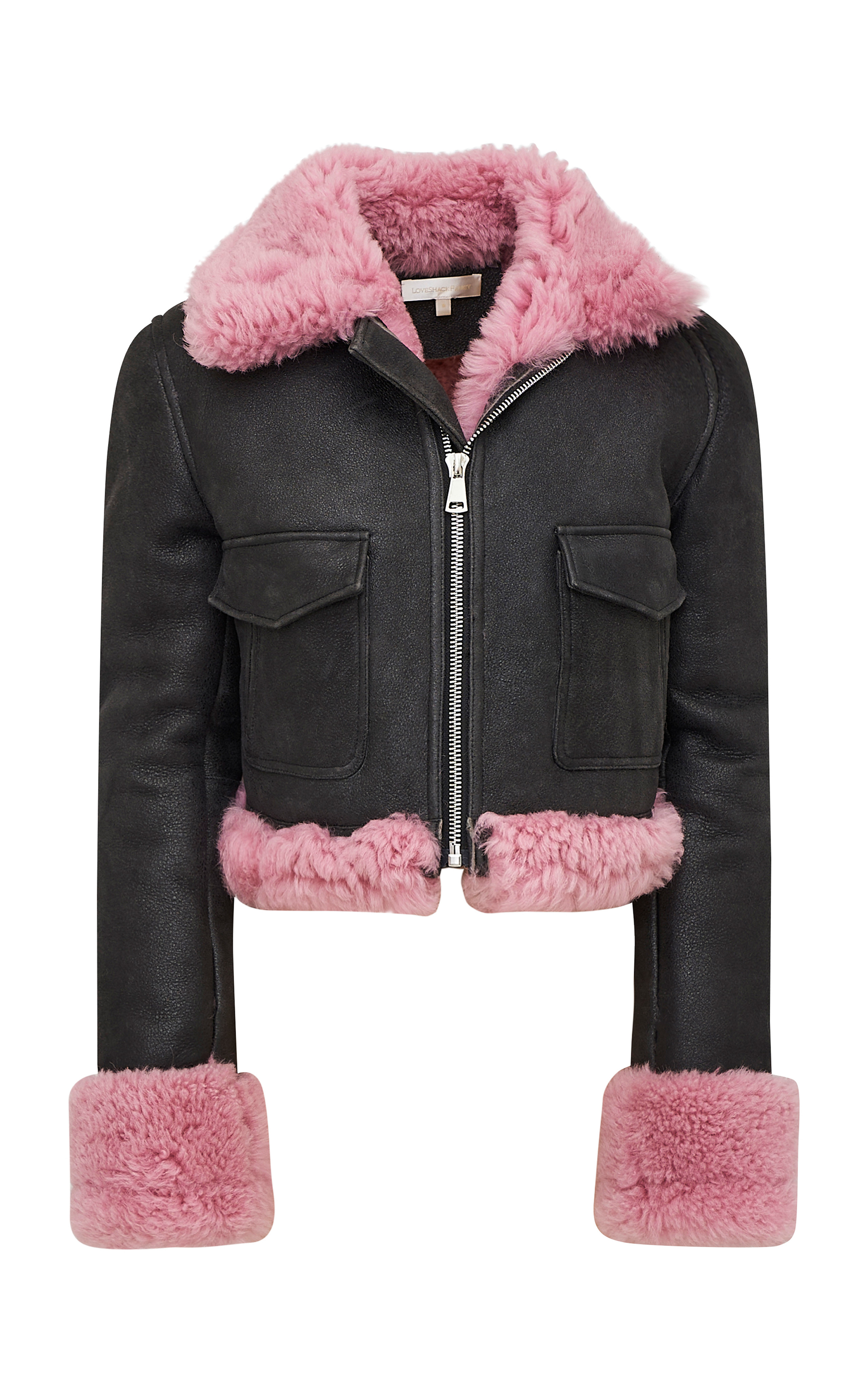 Pansy Shearling-Trimmed Leather Moto Jacket | Moda Operandi (Global)
