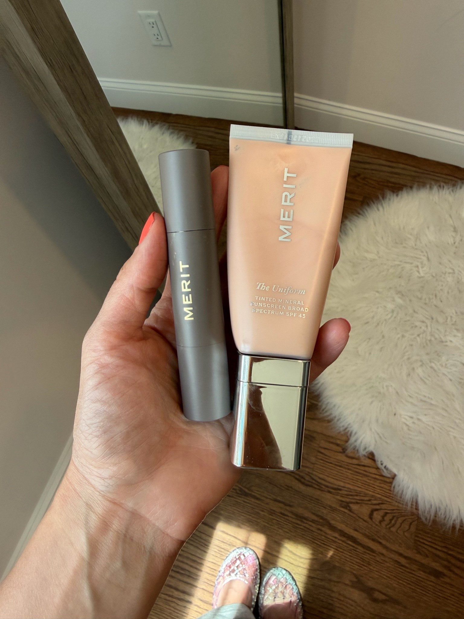 Merit makeup
Complexion stick: dune
Tinted sunscreen: 26

#LTKBeauty