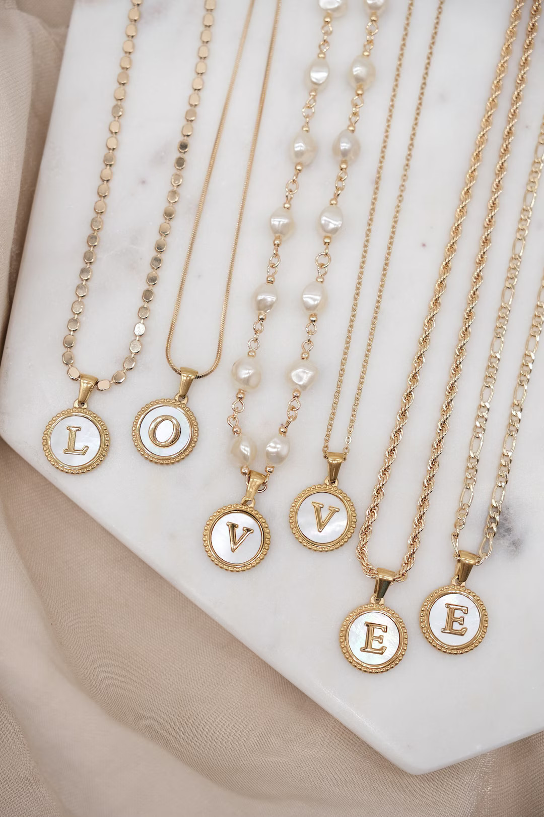 Personalized Gold Necklace, Pearl Initial Necklace, Letter Necklace, Custom Necklace, Layering Ne... | Etsy (US)