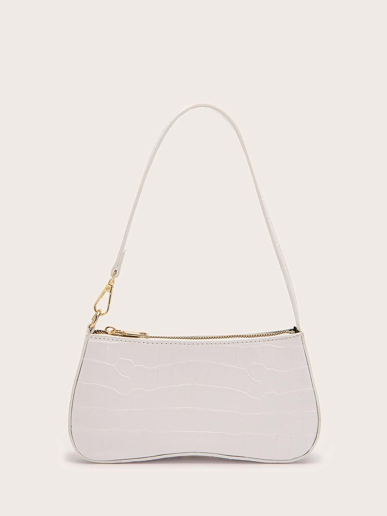 Croc Embossed Baguette Bag | SHEIN