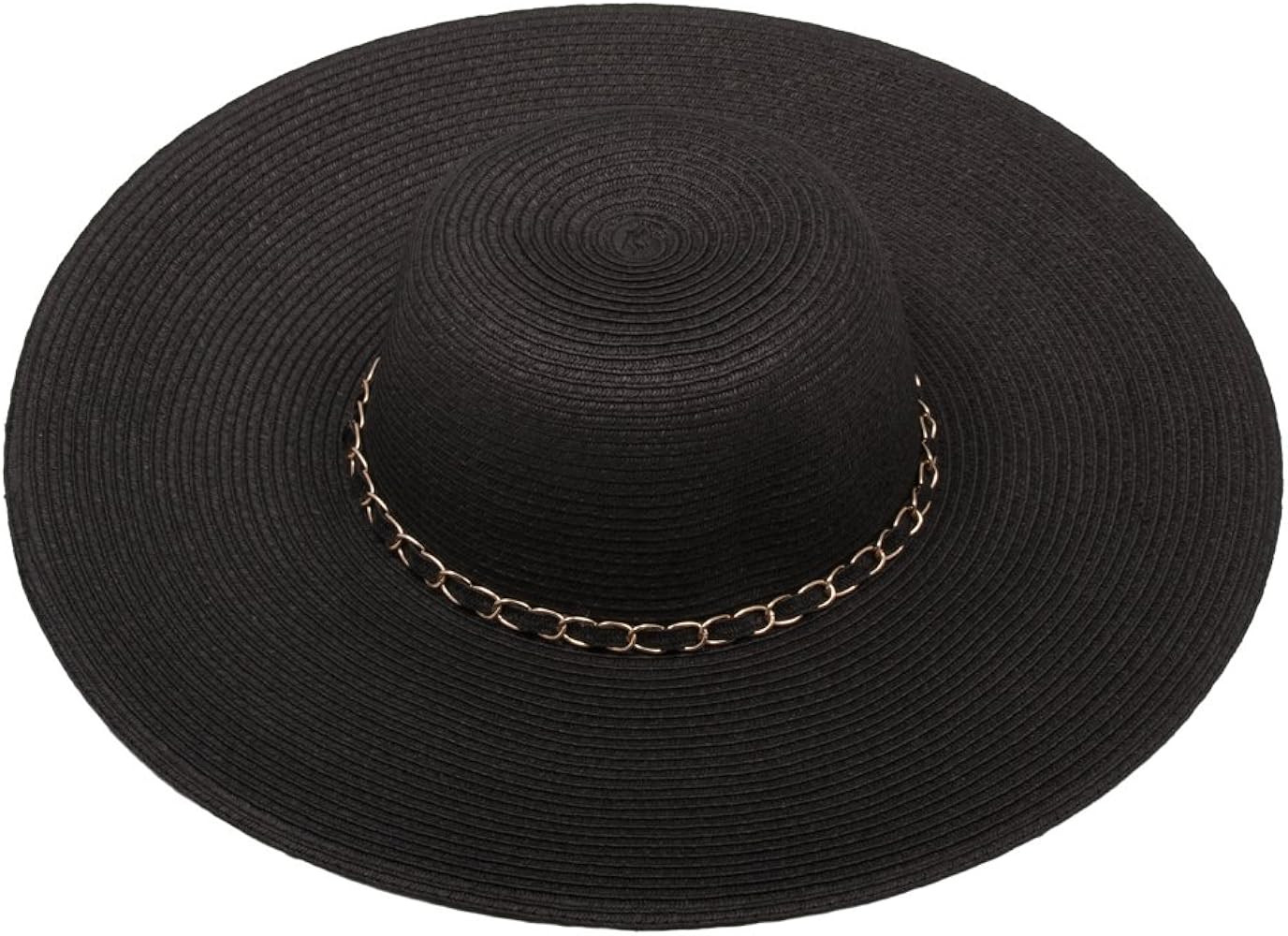 Milani Women's Big Brim Hat with Gold Chain Trim Design | Amazon (US)