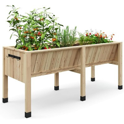 COZONY Cedar Raised Garden Bed with Legs — Elevated Wooden Planter Box with Hooks for Growing Vegetables & Herbs on Patio, Balcony & Backyard | Target