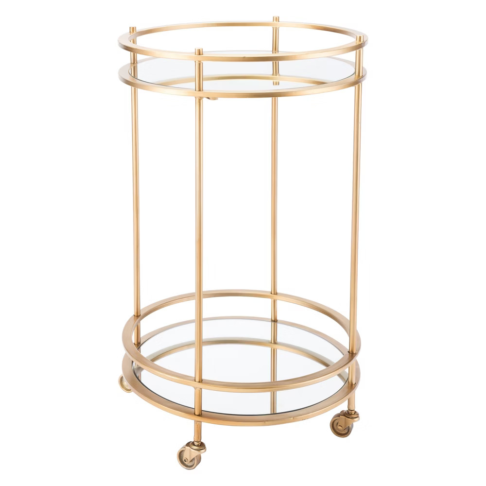 18 Modern Mirror and Steel Round Bar Cart - Matte Gold - ZM Home | Target