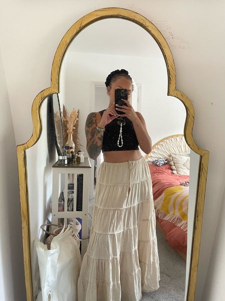 Free people maxi skirt, black crop top, casual outfit, maxi skirt, comfy fit, transnational style, Weekday black crop top, we a Casetify Pearl phone charm 

#LTKSeasonal #LTKstyletip #LTKeurope