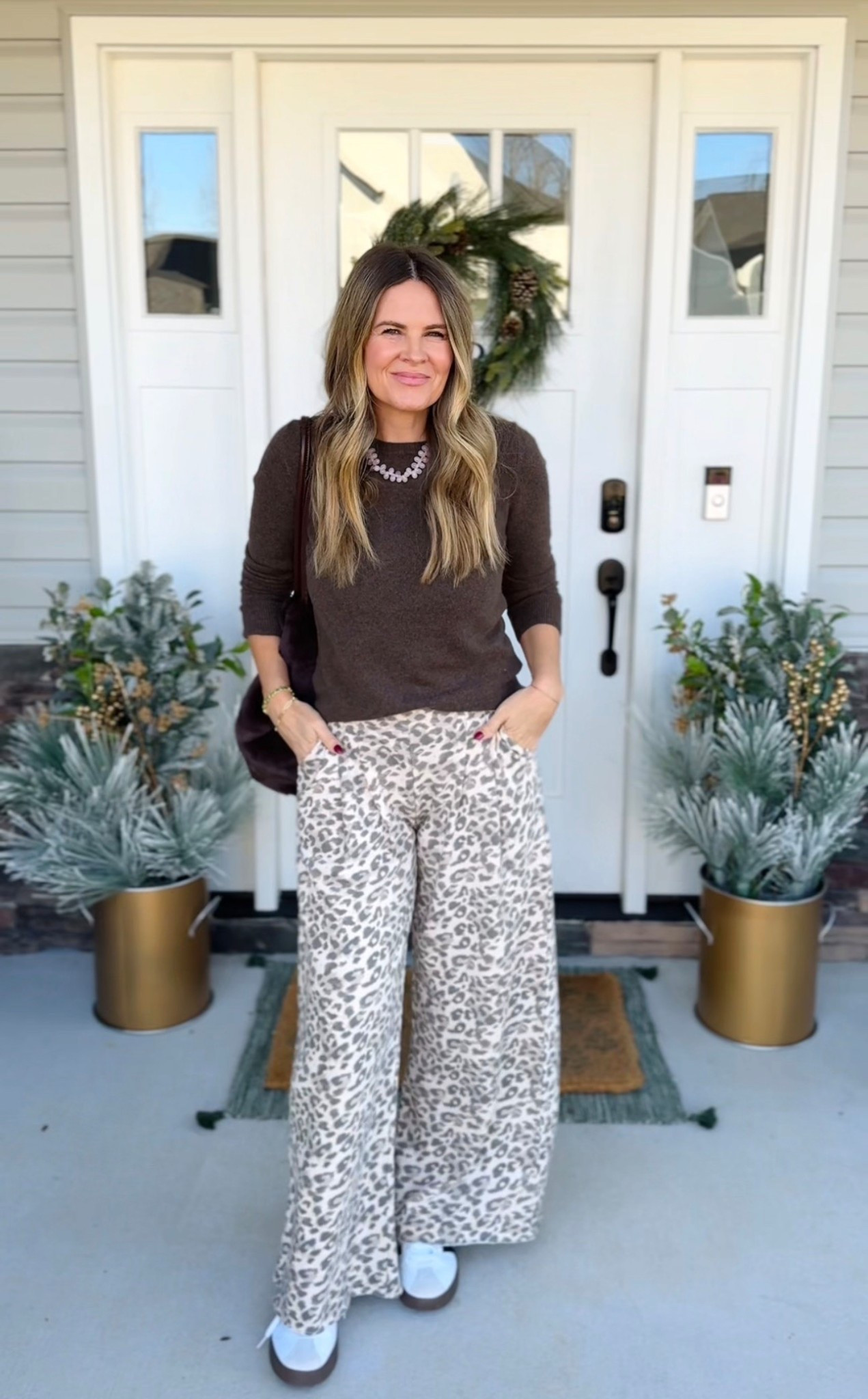 Winter outfit of the day in comfort mode. Neutral holiday style. I wear an extra small in these pants. They’re very forgiving. You can size down or do your true size. 

#LTKHoliday #LTKmomlife #LTKOver40