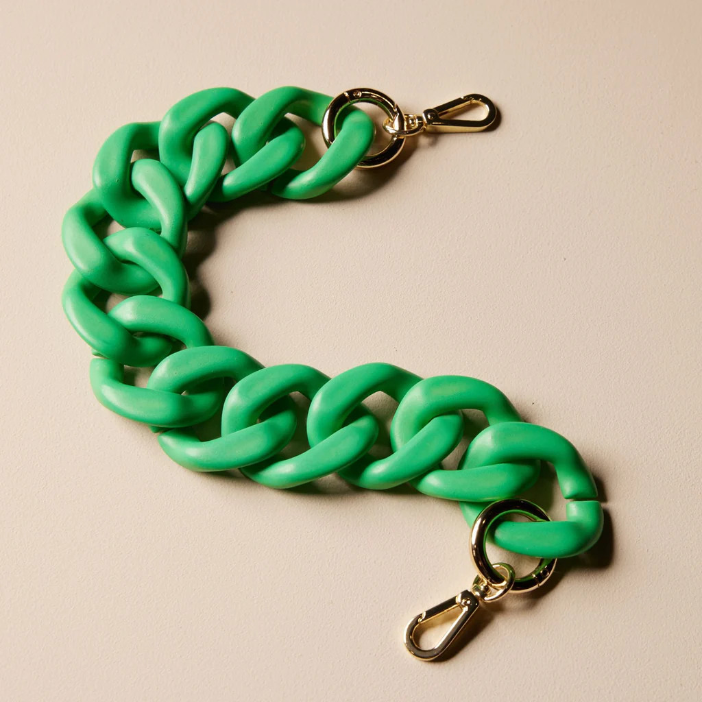 Green Acrylic Handbag Chain | Nickel and Suede