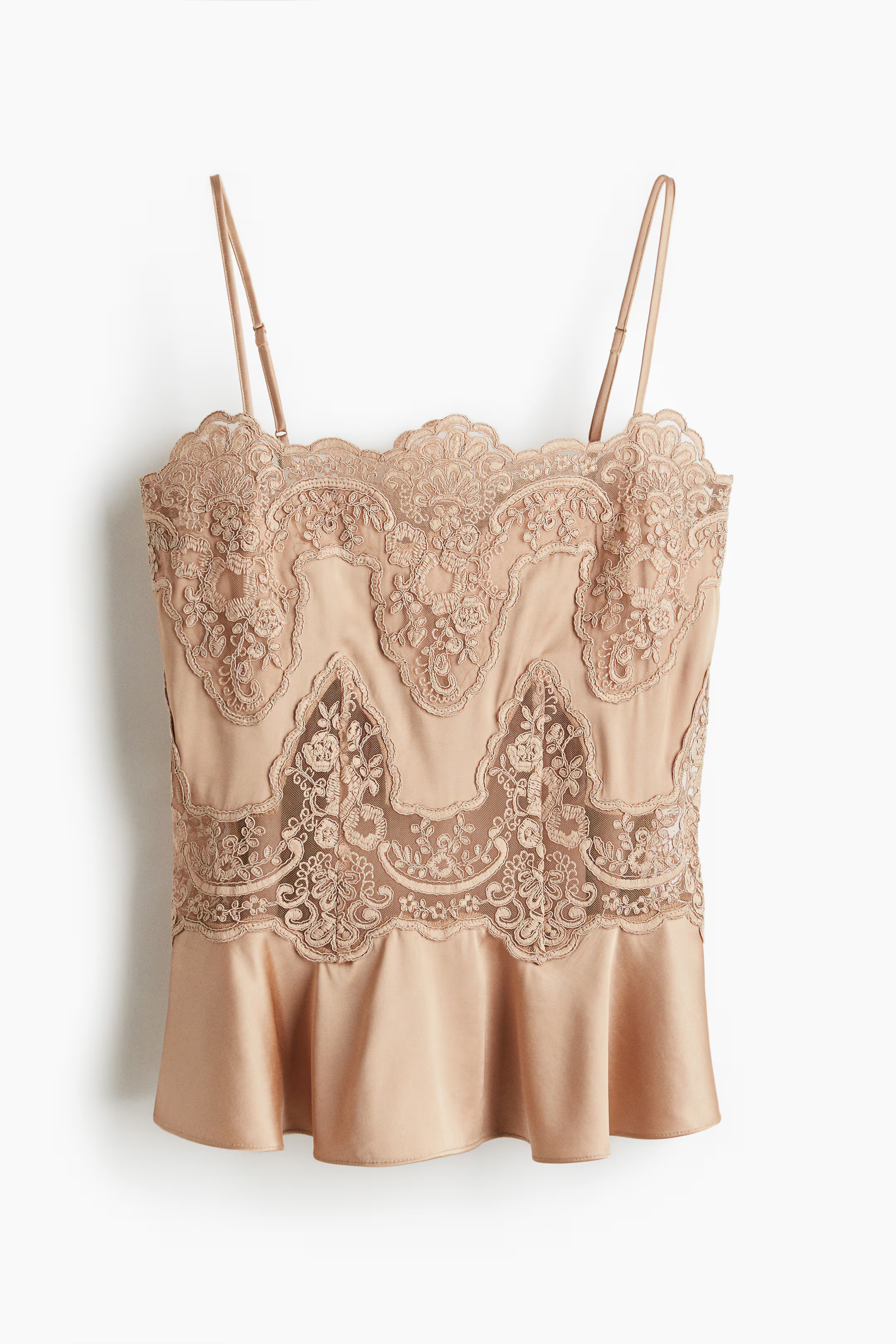 Lace-Inset Satin Strappy Top | H&M (US + CA)