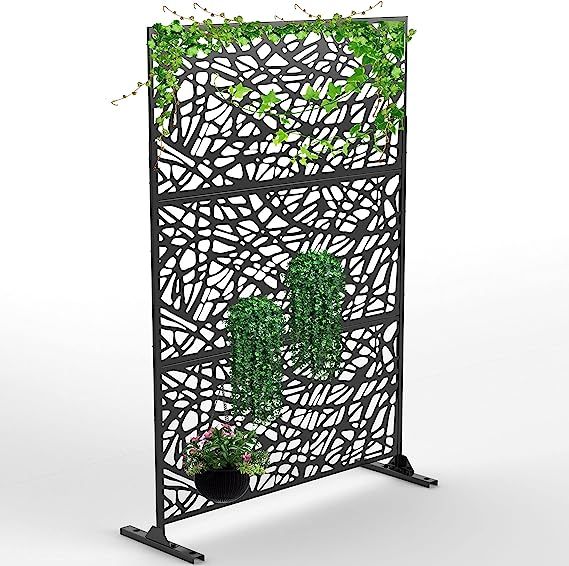 Elevens Outdoor Privacy Screen Metal Privacy Screen with Stand,Freestanding Outdoor Divider for Y... | Amazon (US)