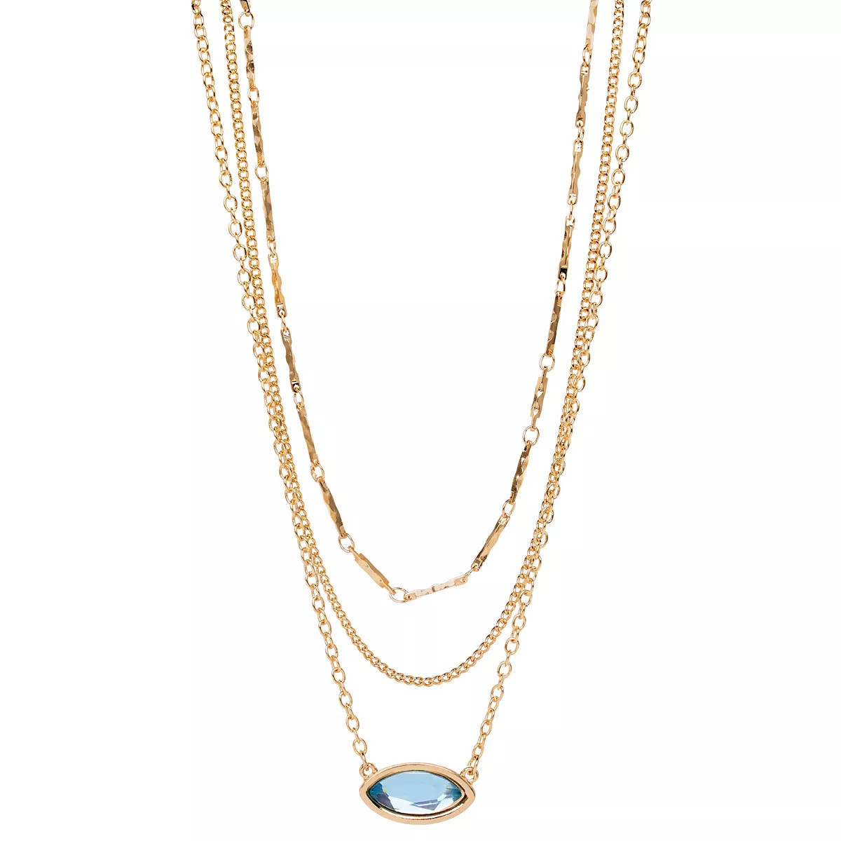 LC Lauren Conrad Blue Simulated Crystal Layered Necklace | Kohl's