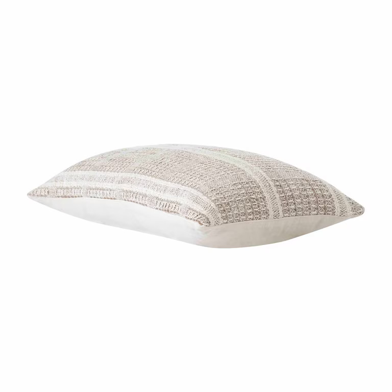 Better Homes & Gardens Beige Chunky Woven Plaid Decorative Pillow, 14 in x 24 in | Walmart (US)