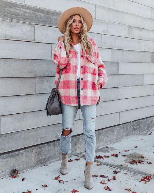 Katniss Pocketed Soft Plaid Coat | VICI