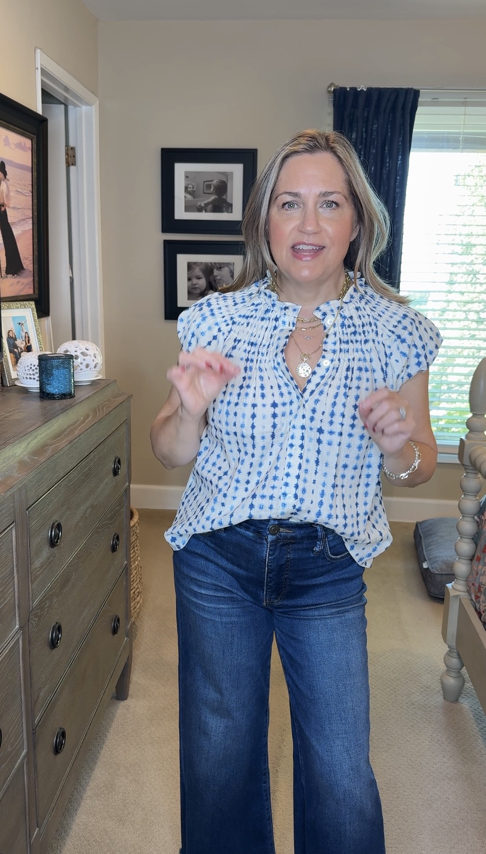 This top continues to be a best seller. Grab it printed, orange butter, yellow, black and a gorgeous sunset orange . Layered necklaces really make the neckline pop and of course paired it with my favorite jeans. 

#LTKootd #LTKOver40 #LTKSeasonal