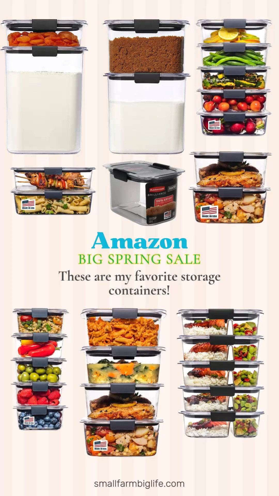 If you have been thinking about upgrading your food storage containers the Amazon Big Spring Sale is the time to do it and Rubbermaid Brilliance is the brand worth investing in 🌿✨ I have been using these containers for years and they are genuinely the best food storage containers I have ever owned! They are completely airtight, totally leak proof, BPA free, microwave safe, and dishwasher safe. I rounded up all of my favorites that are on sale right now: the 7.8 cup pantry container, the 4.7 cup medium deep two pack, the 9.6 cup set of two, the two compartment meal prep containers in a five pack which are perfect for packing lunches, the pantry set of four, the 4.7 cup set of four, and the 3.2 cup set of five. Whether you use them for meal prep, storing leftovers, packing lunch, or organizing your pantry these containers do it all and the clear design makes it so easy to see exactly what you have. These are the containers I reach for every single day in my kitchen and the sale ends March 31 so grab them now! Everything is linked! 🛒 

 #LTKdayinmylife #LTKfoodie #LTKHome