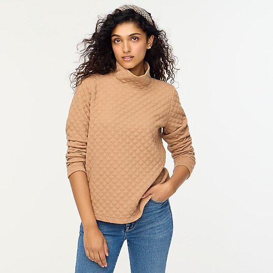 Quilted mockneck pullover | J.Crew Factory