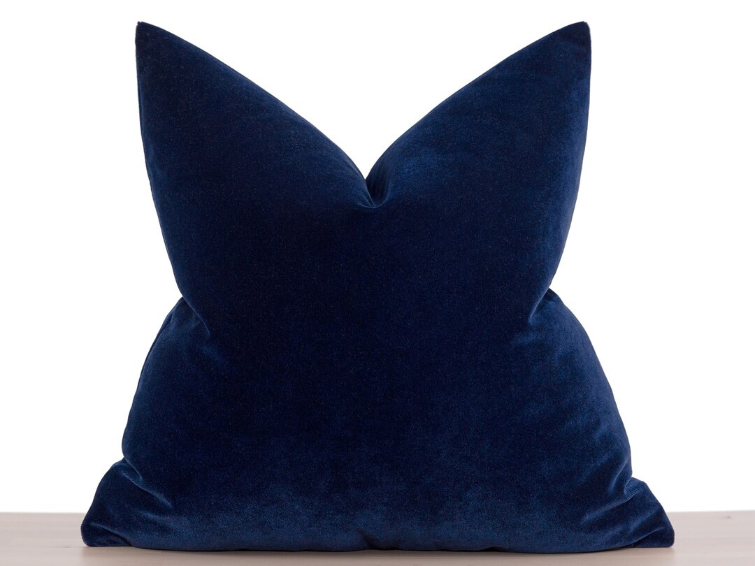 Navy Velvet Pillow Cover Navy Euro Sham Cover Deep Blue Throw Pillow Velvet Soft Fabric All Sizes... | Etsy (US)
