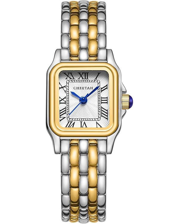 CHEETAH Gold Watches for Women with Small Vintage Bracelet, Rectangular Case Roman Dial | Amazon (US)