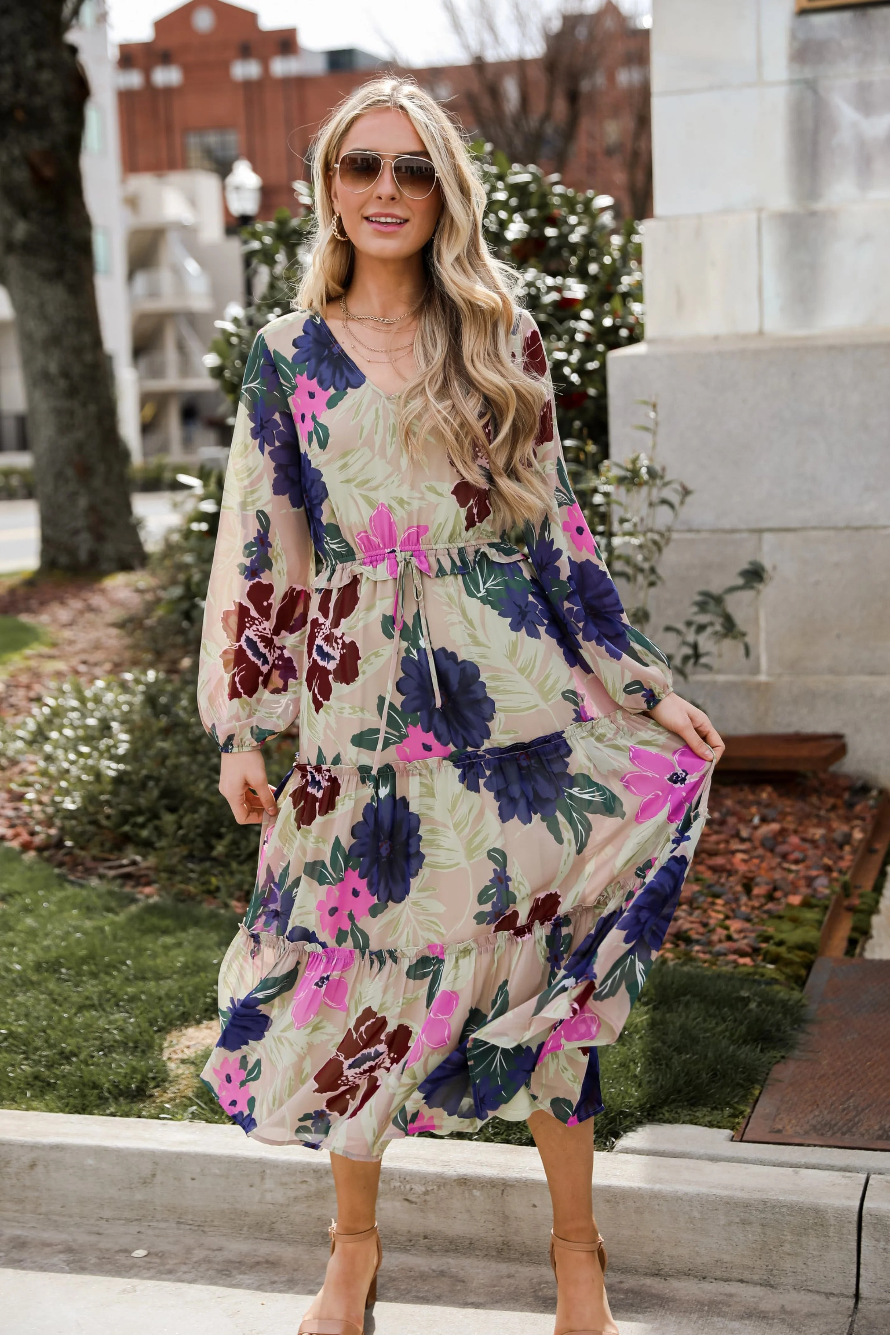 Blossoming Attitude Floral Midi Dress | Dress Up