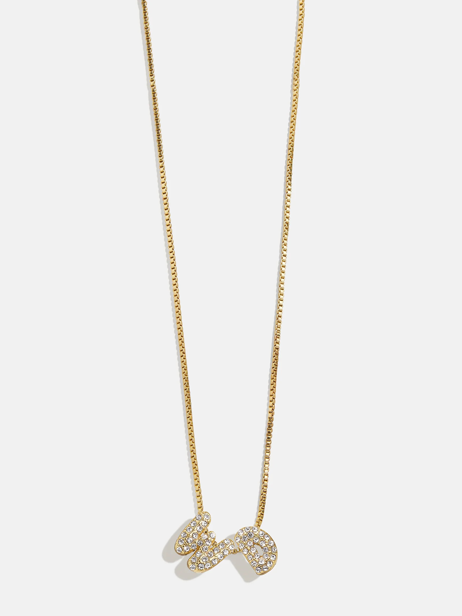 Mini Custom Bubble Letter Necklace - Gold/Pavé | BaubleBar (US)