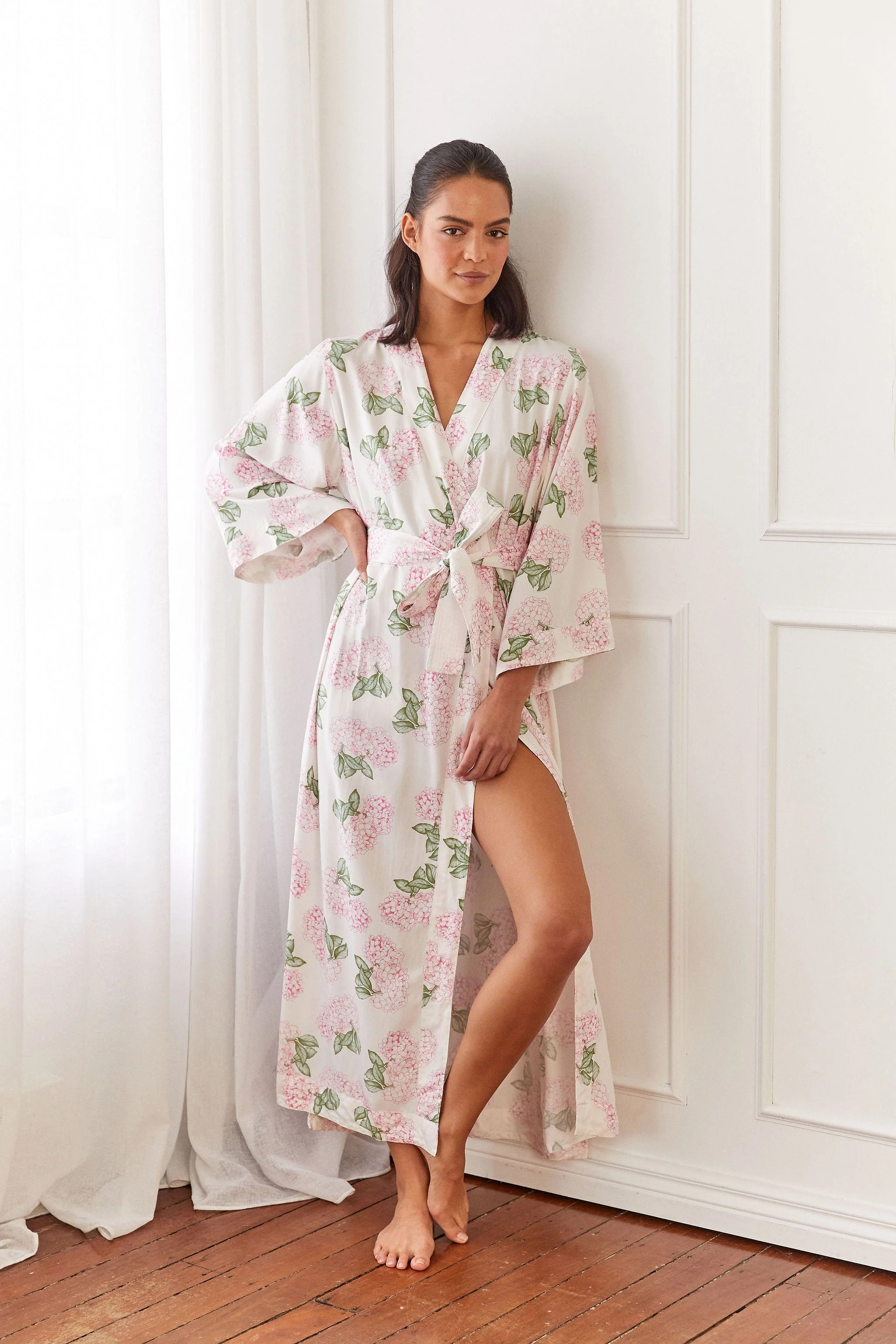 Alice Kimono Robe - Long - Hydrangea Pink | Piyama US