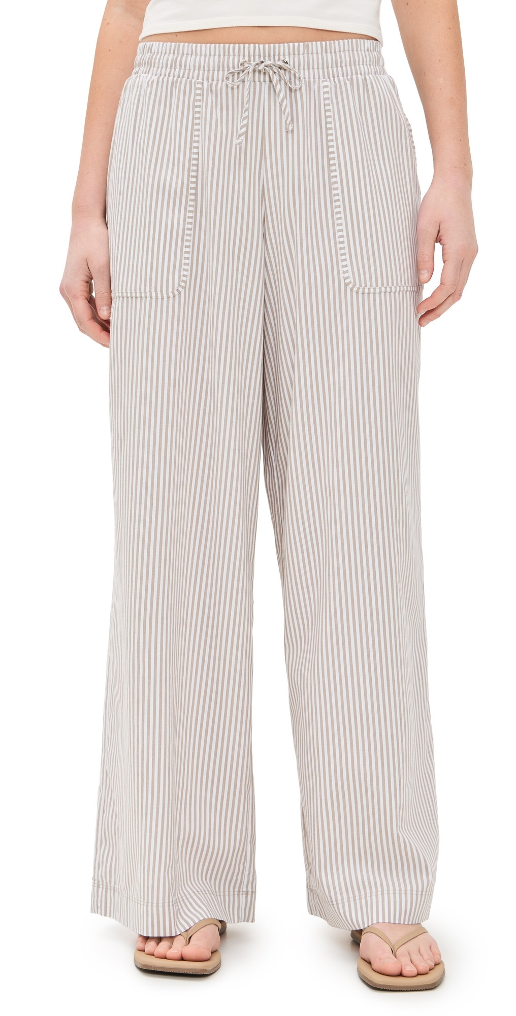 Splendid x Cella Jane Poplin Stripe Pants Wood/White XL | Shopbop