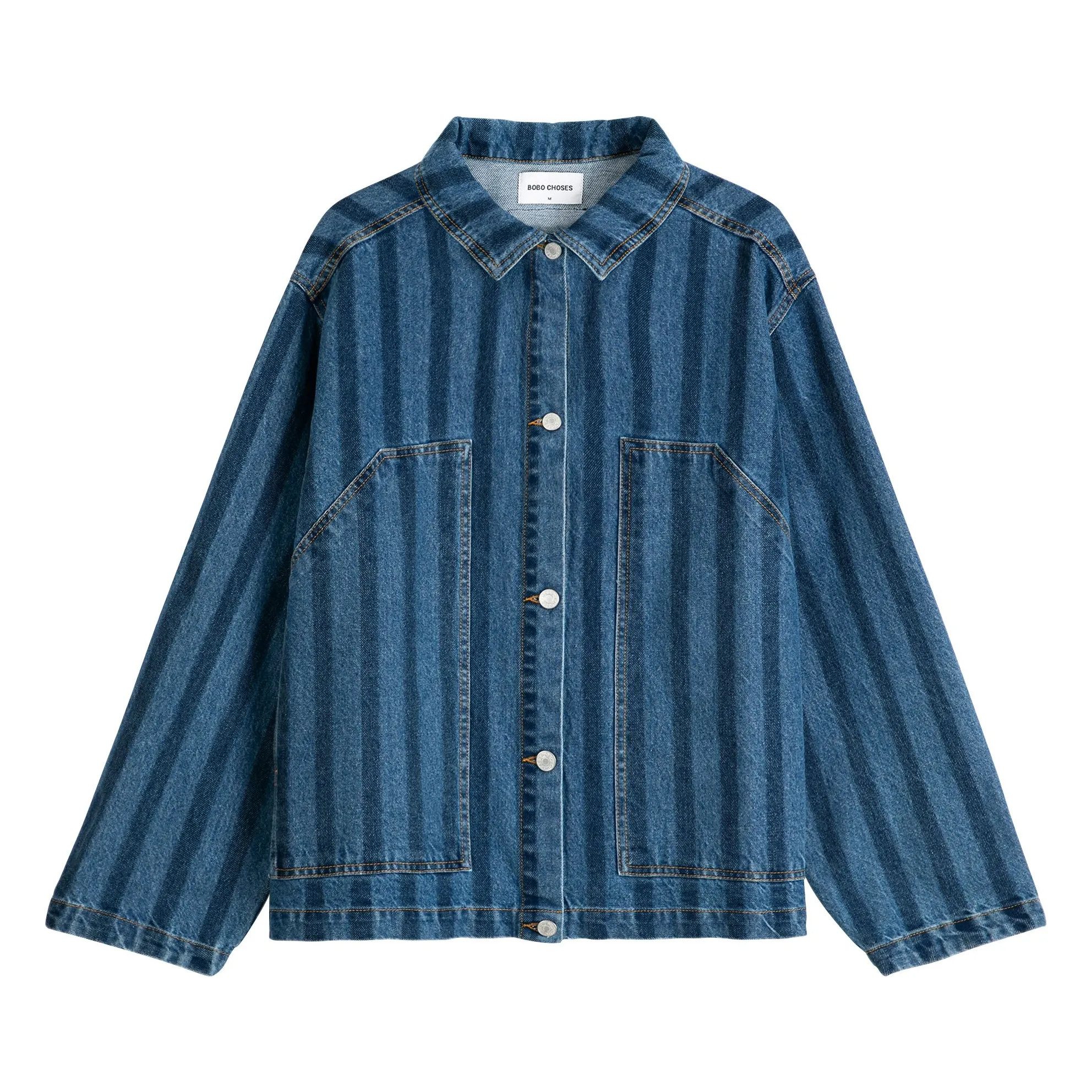 Jacke Streifen Denim Bio-Baumwolle | Blau | Smallable