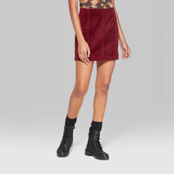 Women's High-Rise Corduroy Mini Skirt - Wild Fable™ Burgundy | Target