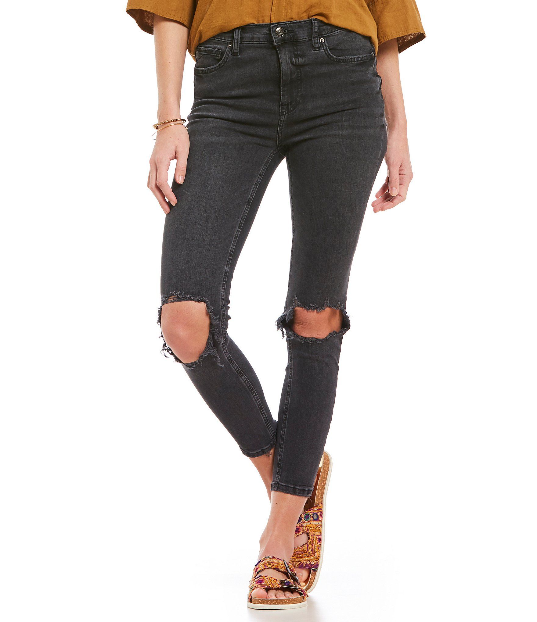 Free People We the Free High Rise Busted Skinny Jeans | Dillards Inc.