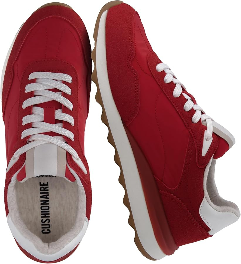 CUSHIONAIRE Women's Kicks lace up Nylon Sneaker +Comfort Foam, Wide Widths Available | Amazon (US)