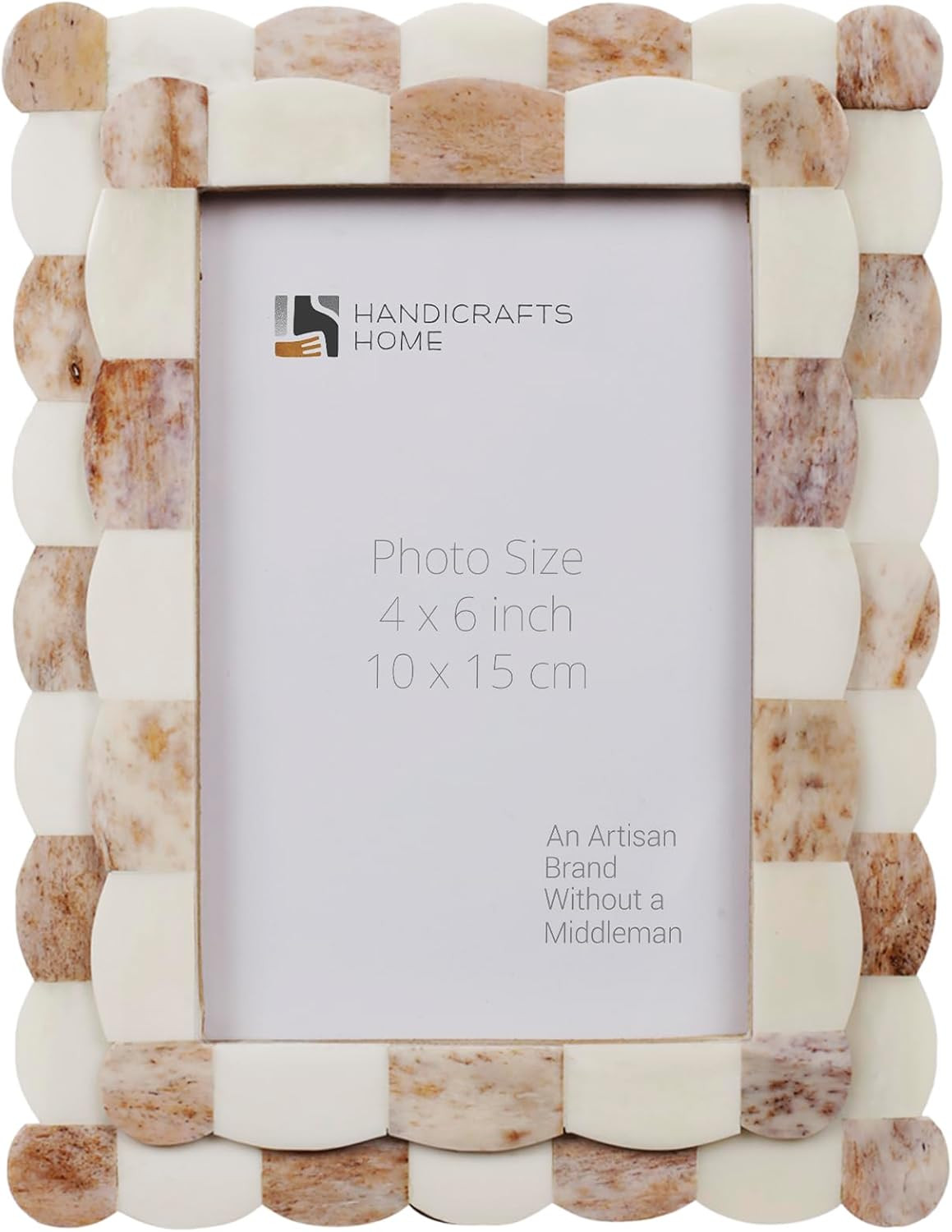 Handicrafts Home 4 by 6 Brown Picture Frame, Handmade Scallop pattern Bone inlay Photo Frame for ... | Amazon (US)