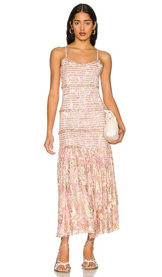 Suki Midi Dress in Off White & Crimson | Revolve Clothing (Global)