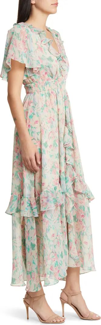 FLORET STUDIOS Floral Ruffle Detail Dress | Nordstrom | Nordstrom
