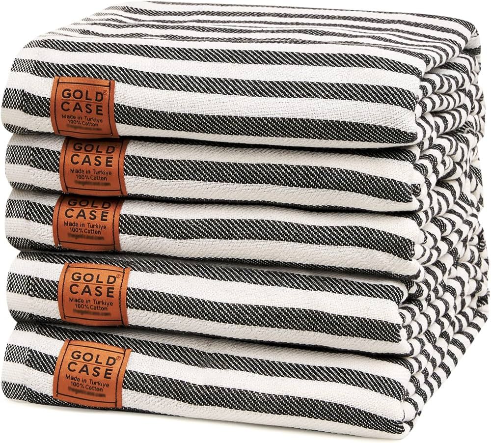 Gold Case Turkish Beach Towel Set of 5-100% Cotton - 71x40 inches XXL Oversized - Quick Dry Sand ... | Amazon (US)