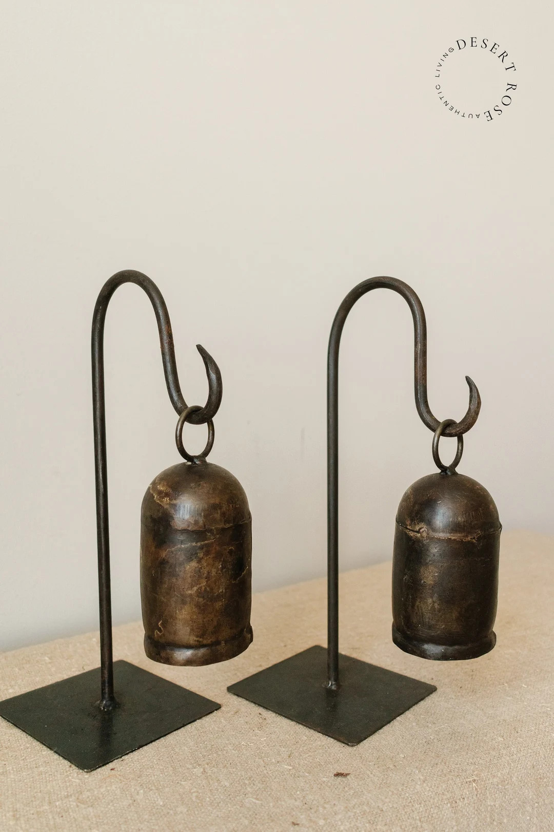 Small Vintage Cow Bells on Stand, Decorative Rustic Old Bronze Bell on Standard Base - Etsy | Etsy (US)