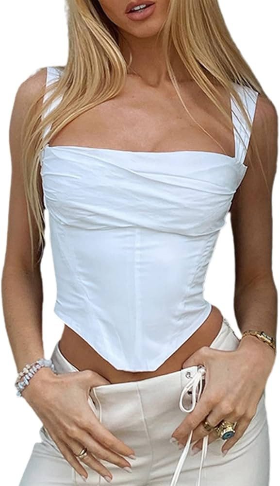 Y2K Sexy Spaghetti Strap Lace Crop Camisole Sleeveless V Neck Sexy Cami Top Slim Fit Adorable Str... | Amazon (US)