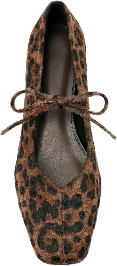 Lace Up Square Toe Ballet Flats for Women Cute Bow Slip On Mary Jane Flats Casual Ballerina Shoes | Amazon (US)