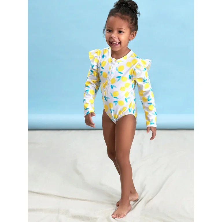Gerber Baby & Toddler Girl One Piece Long Sleeve Swimsuit Rash Guard with UPF 50+ (0/3M - 5T) | Walmart (US)