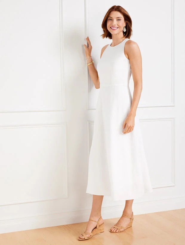 Linen Halter Fit & Flare Dress | Talbots
