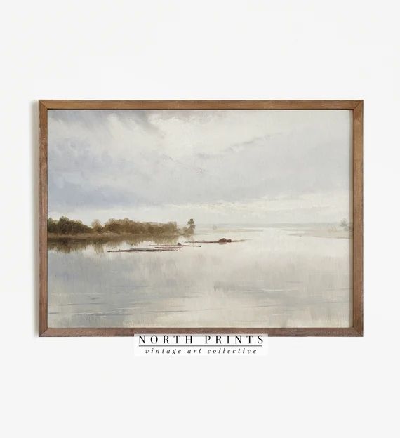 Muted Tonal River Painting  Neutral Landscape Print  | Etsy | Etsy (US)