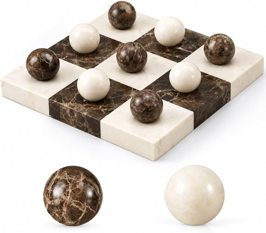 Marble Tic Tac Toe Board 7 x 7 Inch Natural Stone Checkerboard | Amazon (US)