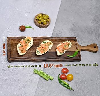 Elegant Walnut Wood Long Serving Board with Handle - Charcuterie Wooden Board - Stylish Versatili... | Amazon (US)