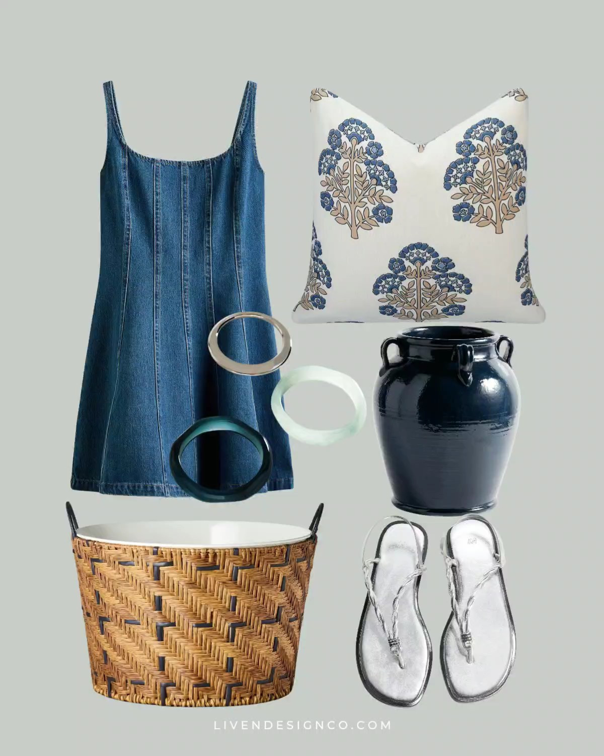 New discoveries. Home decor. Summer style. Nordstrom. H&M. Denim mini dress. Outdoor throw pillow. Amazon pillow cover. Patio decor. Target decor. Beverage tub. Bangle bracelet set. Anthropologie. Pottery Barn ceramic vase. Navy glazed vase. Silver sandals 

#LTKSeasonal #LTKSaleAlert #LTKHome
