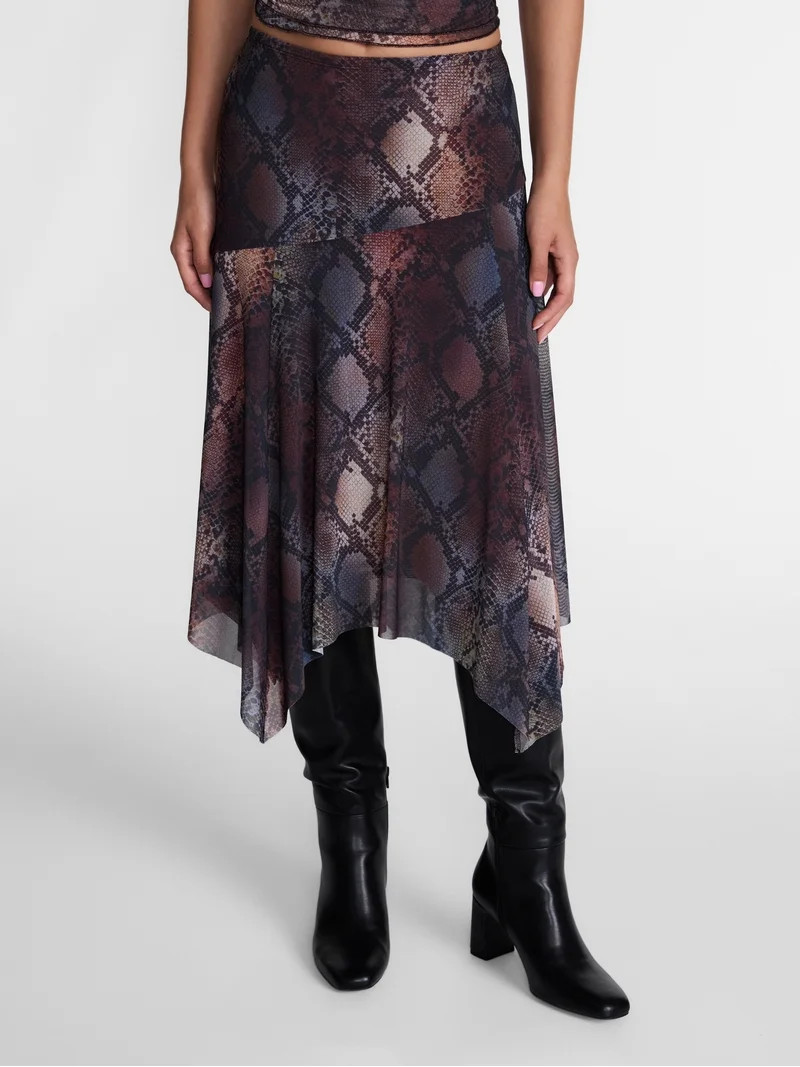 Madden NYC Women's Asymmetrical Midi Skirt with Hanky Hem, Sizes XXS-XXL | Walmart (US)