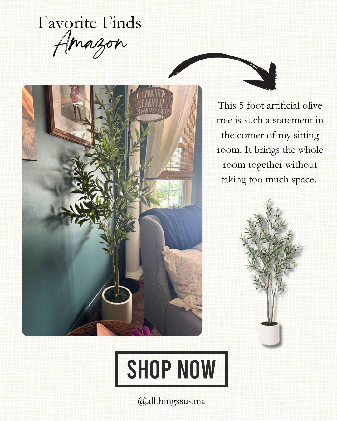 This olive tree is the perfect height a such a statement!

#LTKdayinmylife #LTKHome #LTKmomlife