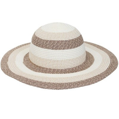 Magid Straw Striped Two Tone Color Block Floppy Sun Hat Natural-Multi | Target