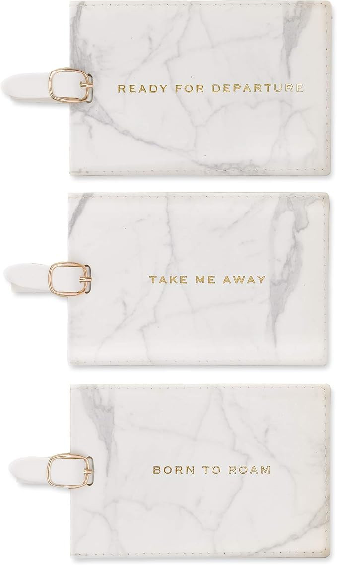 Eccolo World Traveler Marble Luggage Tags, Box Set of 3 | Amazon (US)