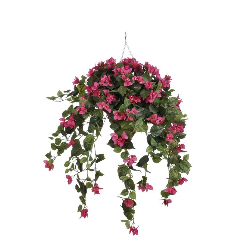 Faux Flowering Plant in Basket | Wayfair North America